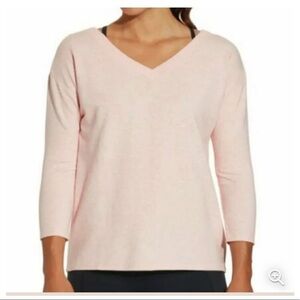 Calia Pink Effortless V-neck V-back Cutout 3/4 Sleeve Top size M